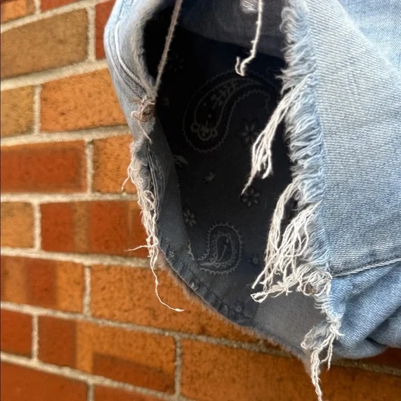 Aerie Light Blue Distressed Jean Shorts - Picture 4 of 5